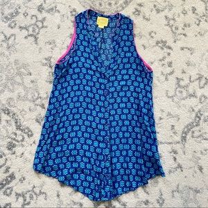 MAEVE Blue Patterned Ada Button Up Tank